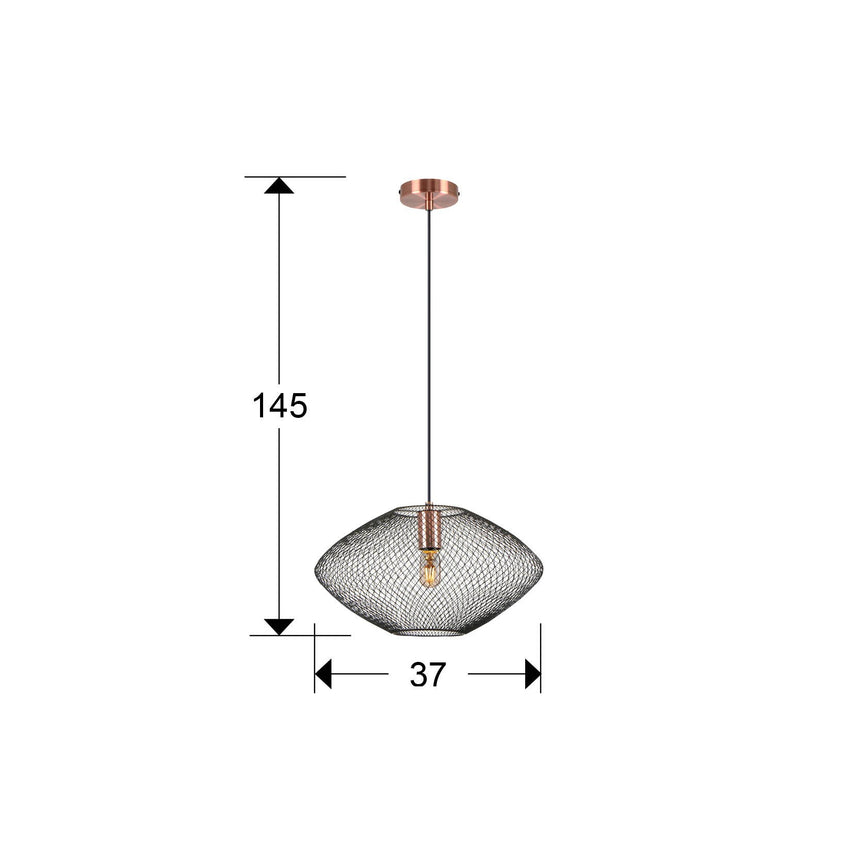 Lámpara de techo colgante Schuller Melany 1 luz cobre satinado y negro Ø37cm 12500 dimensiones