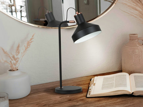 Lámpara de sobremesa Schuller Irias 1 luz negro y cobre satinado 50cm 12519