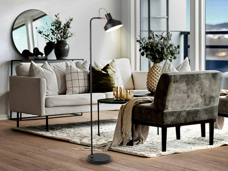 Lámpara de pie de salón Schuller Irias 1 luz negro y cobre satinado 149cm 12528