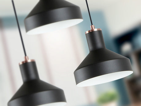Lámpara de techo colgante Schuller Irias 3 luces negro y cobre satinado Ø46cm 12546 vista 2