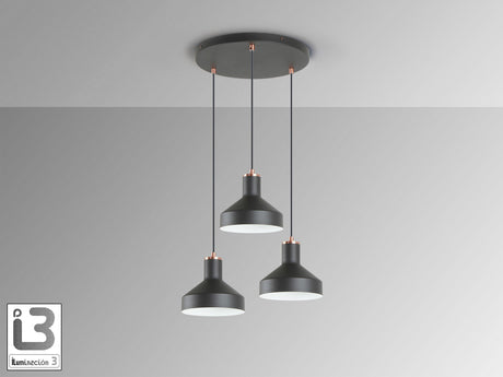Lámpara de techo colgante Schuller Irias 3 luces negro y cobre satinado Ø46cm 12546 vista 3
