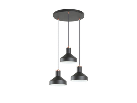 Lámpara de techo colgante Schuller Irias 3 luces negro y cobre satinado Ø46cm 12546 ambiente