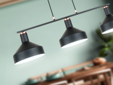 Lámpara de techo colgante Schuller Irias 3 luces negro y cobre satinado 12555 vista 2