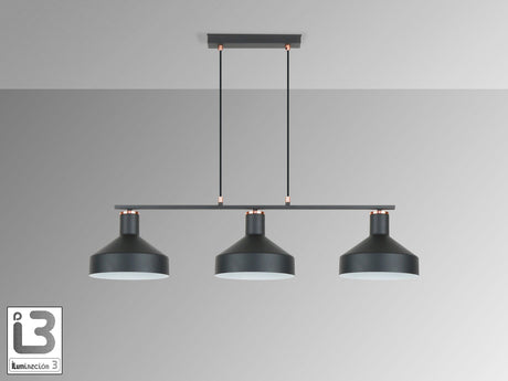 Lámpara de techo colgante Schuller Irias 3 luces negro y cobre satinado 12555 vista 3
