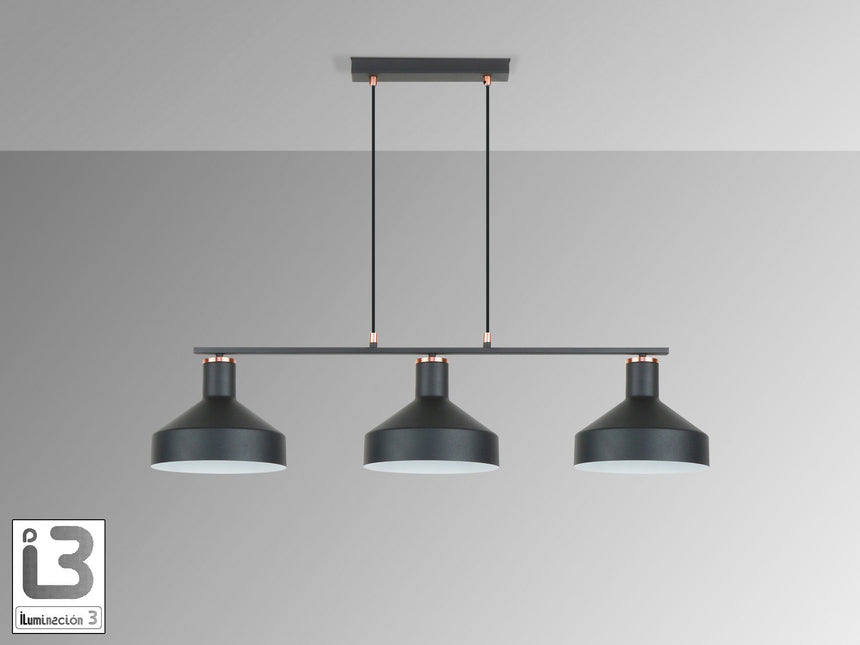 Lámpara de techo colgante Schuller Irias 3 luces negro y cobre satinado 12555 vista 3