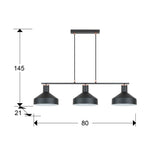 Lámpara de techo colgante Schuller Irias 3 luces negro y cobre satinado 12555 dimensiones