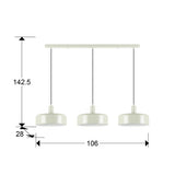 Lámpara de techo colgante Schuller Alessia 3 luces gris perla mate 12578 dimensiones