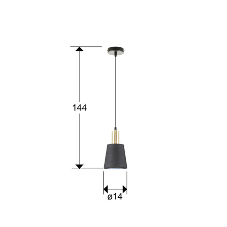 Lámpara de techo colgante Schuller Gisela 1 luz negro y latón 12607 dimensiones