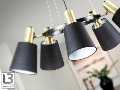 Lámpara de techo colgante Schuller Gisela 5 luces negro y latón Ø75cm 12616 vista 2