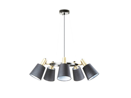 Lámpara de techo colgante Schuller Gisela 5 luces negro y latón Ø75cm 12616 ambiente