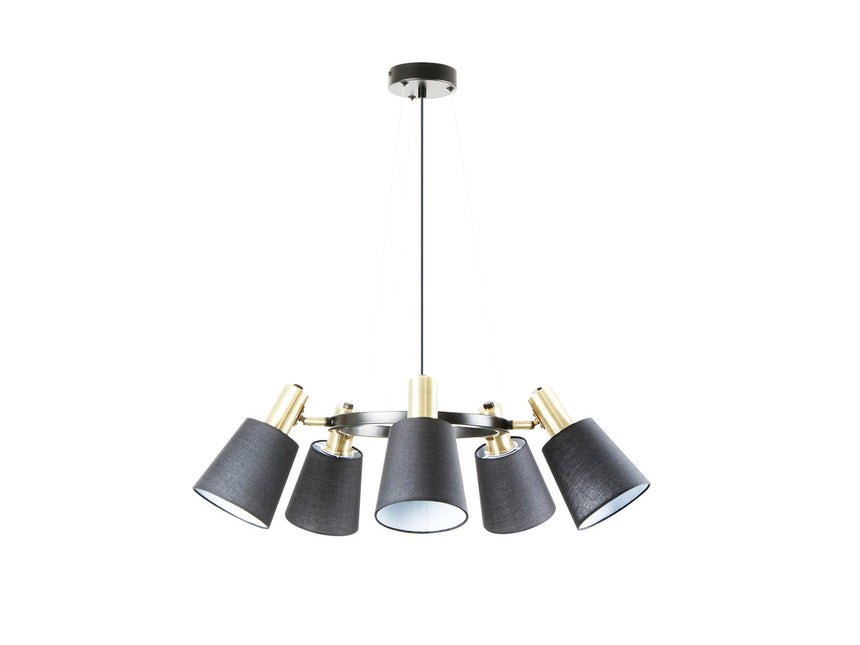 Lámpara de techo colgante Schuller Gisela 5 luces negro y latón Ø75cm 12616 ambiente