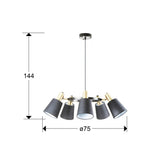 Lámpara de techo colgante Schuller Gisela 5 luces negro y latón Ø75cm 12616 dimensiones