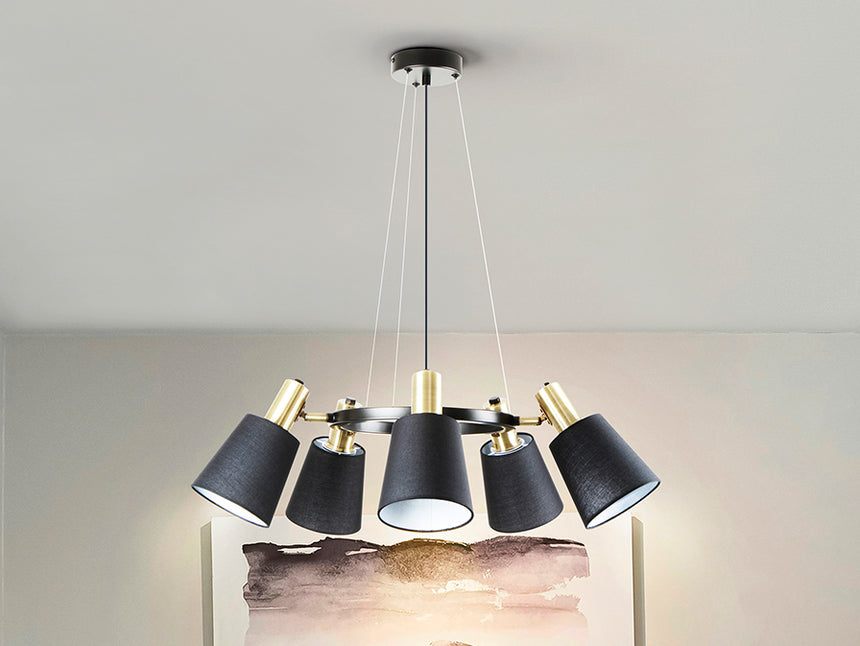 Schuller I3 Gisela Lámpara de techo colgante 5 luces negro latón 12616