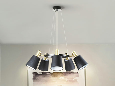Lámpara de techo colgante Schuller Gisela 5 luces negro y latón Ø75cm 12616