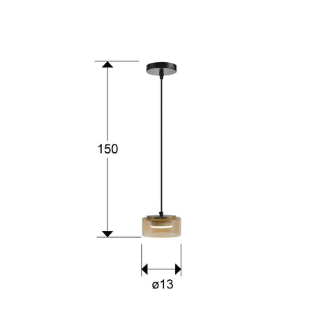 Lámpara de techo colgante Schuller Olaia 1 luz negro y oro 3000K 12643 dimensiones