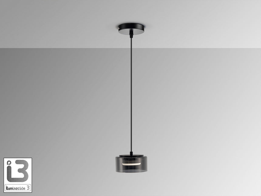 Lámpara de techo colgante Schuller Olaia 1 luz negro y smoky 3000K 12652 vista 3