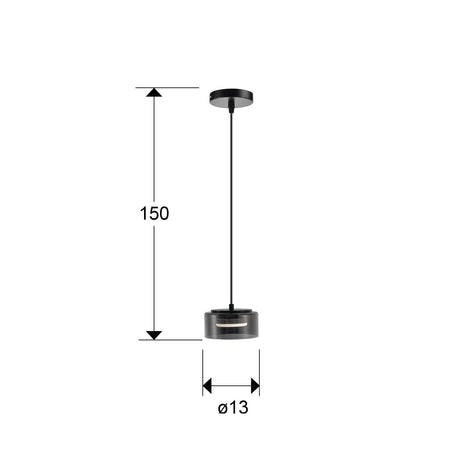 Lámpara de techo colgante Schuller Olaia 1 luz negro y smoky 3000K 12652 dimensiones