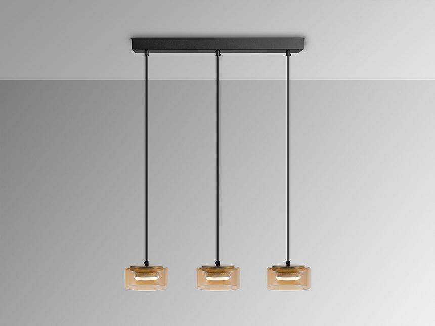 Schuller I3 Olaia 3-Light Pendant Ceiling Lamp, Black, Amber 12661