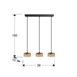 Lámpara de techo colgante Schuller Olaia 3 luces negro y oro 3000K 12661 dimensiones
