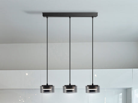 Lámpara de techo colgante Schuller Olaia 3 luces negro y smoky 3000K 12670