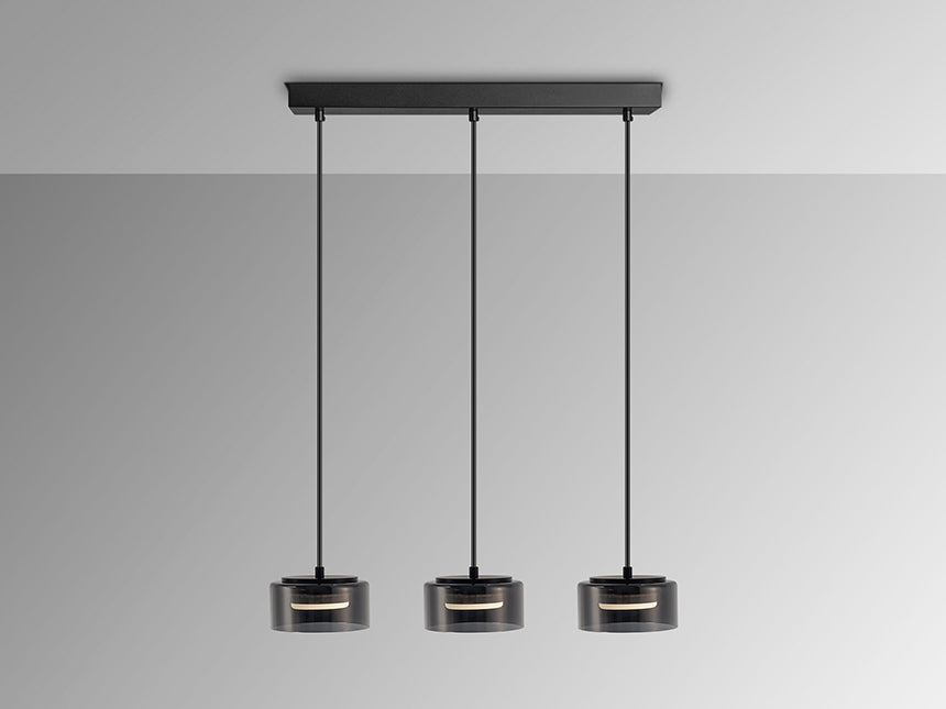 Schuller I3 Olaia Pendant Ceiling Lamp 3 Lights Black Smoky 12670