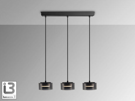 Lámpara de techo colgante Schuller Olaia 3 luces negro y smoky 3000K 12670 vista 3