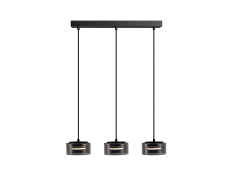 Lámpara de techo colgante Schuller Olaia 3 luces negro y smoky 3000K 12670 ambiente