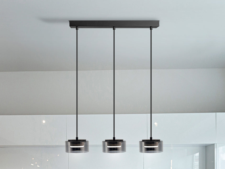 Schuller I3 Olaia Pendant Ceiling Lamp 3 Lights Black Smoky 12670