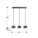 Lámpara de techo colgante Schuller Olaia 3 luces negro y smoky 3000K 12670 dimensiones