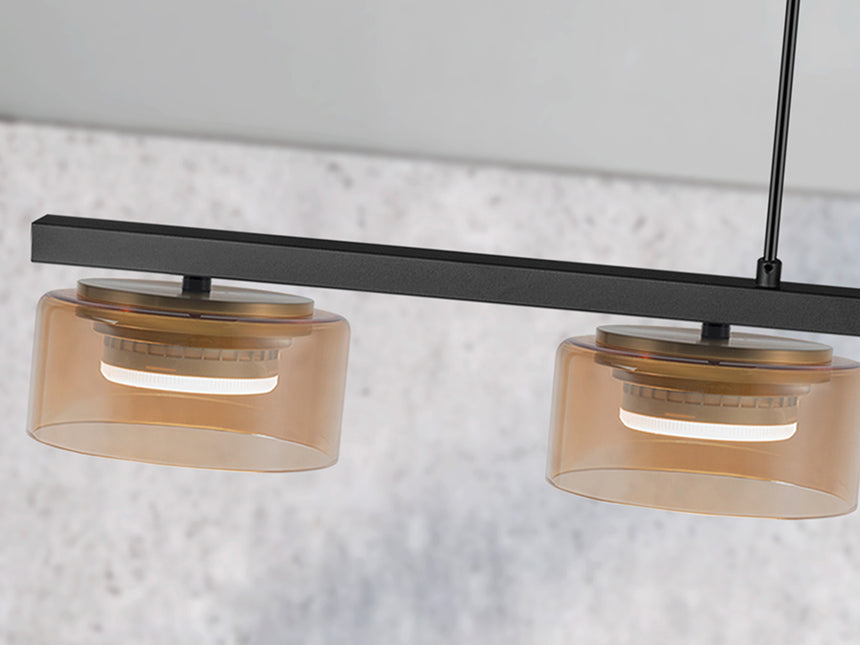 Schuller I3 Olaia 4-light pendant ceiling lamp, black, Amber 12689