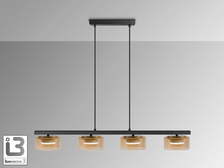 Lámpara de techo colgante Schuller Olaia 4 luces negro y oro 3000K 12689 vista 3