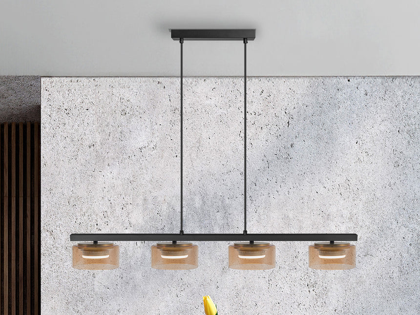 Lámpara de techo colgante Schuller Olaia 4 luces negro y oro 3000K 12689