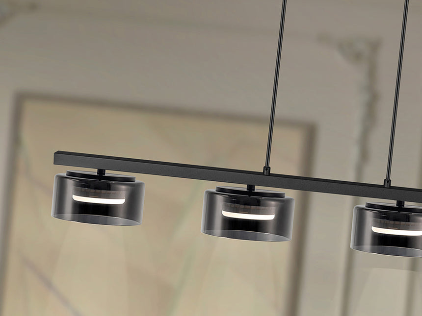 Schuller I3 Olaia Pendant Ceiling Lamp 4 Lights Black Smoky 12695