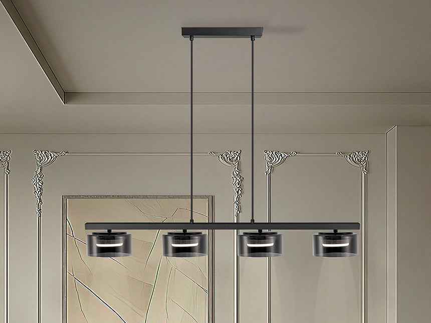Schuller I3 Olaia Pendant Ceiling Lamp 4 Lights Black Smoky 12695