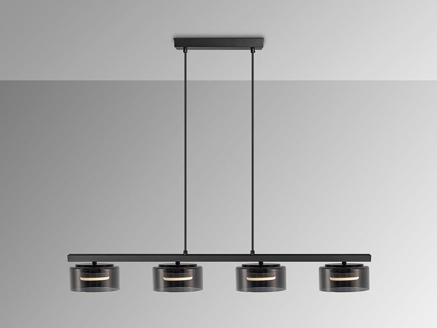 Schuller I3 Olaia Pendant Ceiling Lamp 4 Lights Black Smoky 12695