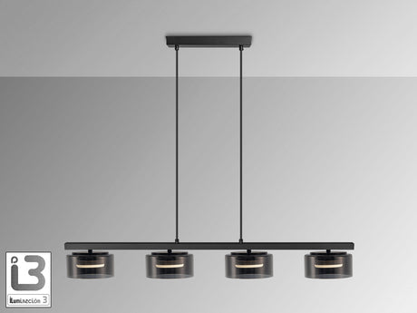 Lámpara de techo colgante Schuller Olaia 4 luces negro  - ambiente