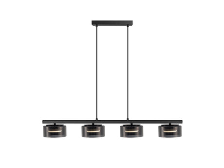 Lámpara de techo colgante Schuller Olaia 4 luces negro y smoky 3000K 12695 ambiente
