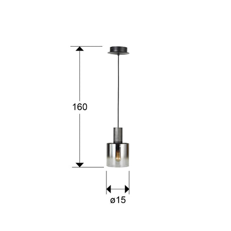 Lámpara de techo colgante Schuller Venize 1 luz negro y smoke 12809 dimensiones