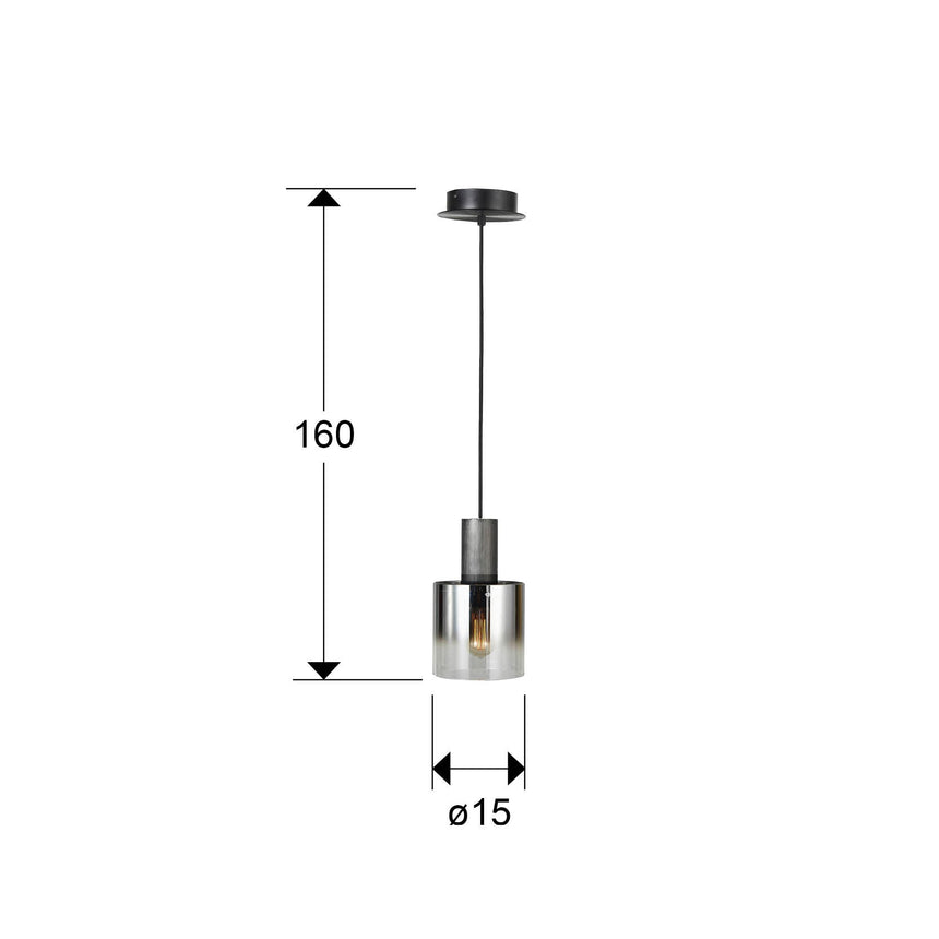 Lámpara de techo colgante Schuller Venize 1 luz negro y smoke 12809 dimensiones