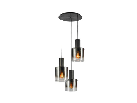 Lámpara de techo colgante Schuller Venize 3 luces negro y smoke Ø37cm 12810 ambiente