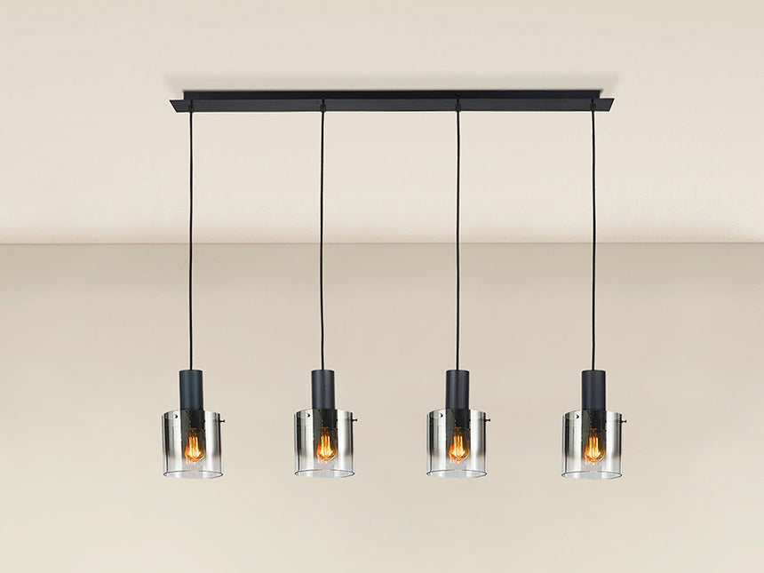 Schuller I3 Venize 4-Light Pendant Ceiling Lamp, Black Smoke 12828