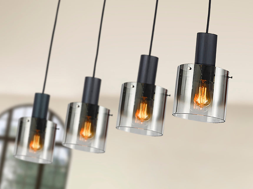 Schuller I3 Venize 4-Light Pendant Ceiling Lamp, Black Smoke 12828