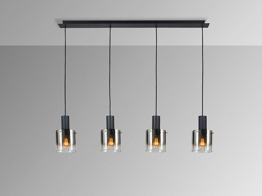 Schuller I3 Venize 4-Light Pendant Ceiling Lamp, Black Smoke 12828