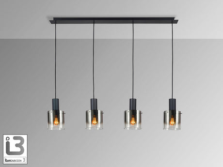 Lámpara de techo colgante Schuller Venize 4 luces negro y smoke 12828 vista 3