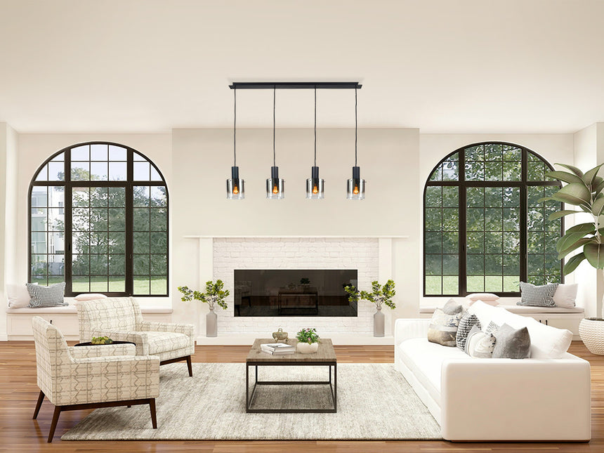 Schuller I3 Venize 4-Light Pendant Ceiling Lamp, Black Smoke 12828