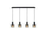 Lámpara de techo colgante Schuller Venize 4 luces negro y smoke 12828 ambiente