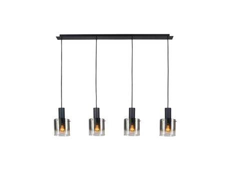 Lámpara de techo colgante Schuller Venize 4 luces negro y smoke 12828 ambiente