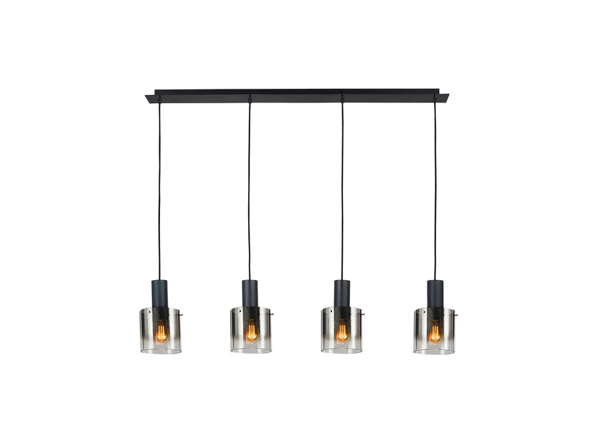 Lámpara de techo colgante Schuller Venize 4 luces negro y smoke 12828 ambiente