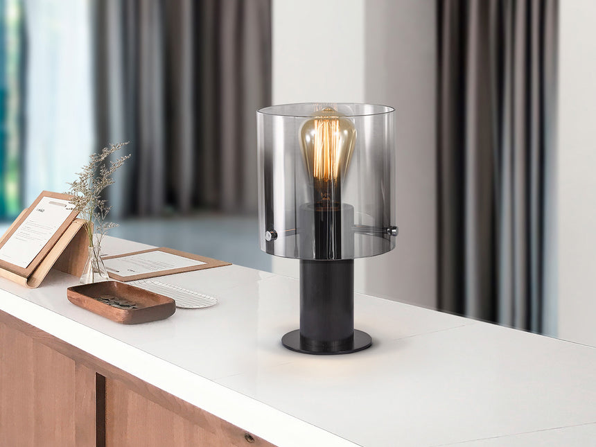 Lámpara de sobremesa Schuller Venize 1 luz negro y smoke 26cm 12837