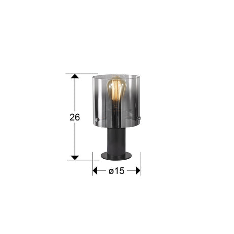 Lámpara de sobremesa Schuller Venize 1 luz negro y smoke 26cm 12837 dimensiones